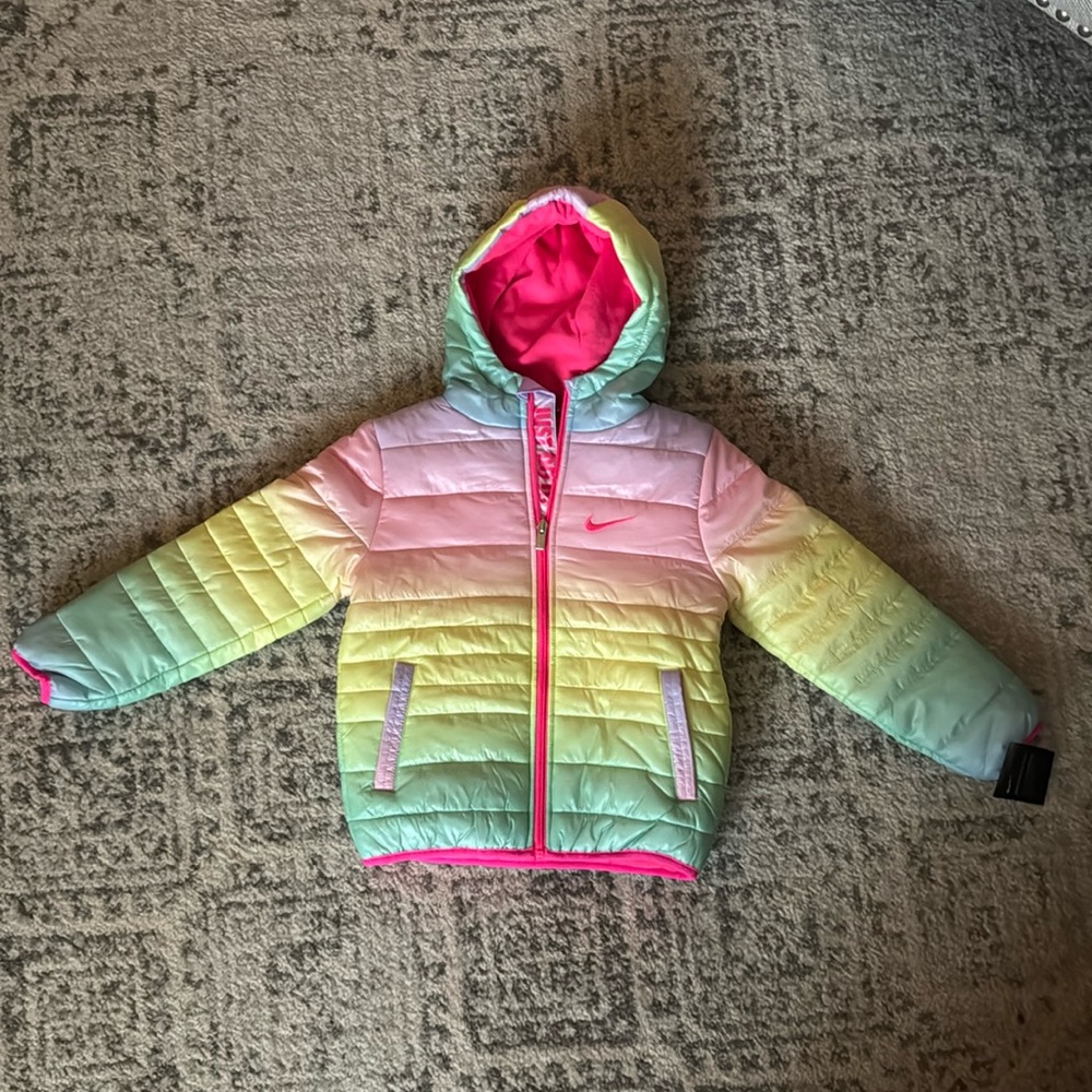 Nike - Girls rainbow puffer coat! Brand new with tags, never worn